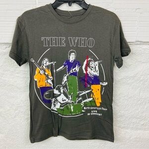 NWOT THE WHO NORTH AMERICA TOUR LIVE IN CONCERT gray band cotton shirt size XS